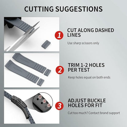 ULLCHRO Silicone Watch Band Quick Release Strap FKM Waterproof Watch Bands for Men 20mm 22mm Replacement Strap Sport Rubber Watchband