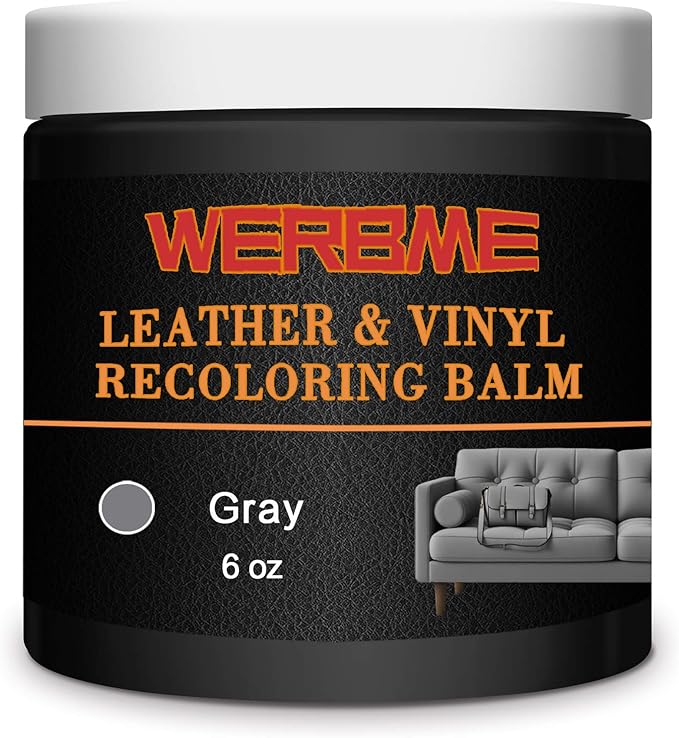 Leather Recoloring Balm & Color Restorer - Multipurpose Dye & Paint for Faded Leather Couches, Car Seats, Shoes | Fix Scratches on Clothing, Furniture & Accessories(Gray)