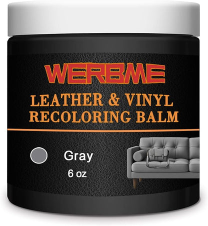 Leather Recoloring Balm & Color Restorer - Multipurpose Dye & Paint for Faded Leather Couches, Car Seats, Shoes | Fix Scratches on Clothing, Furniture & Accessories(Gray)