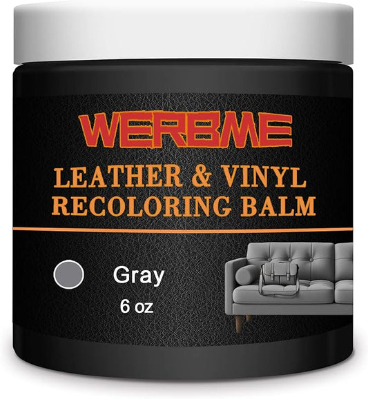 Leather Recoloring Balm & Color Restorer - Multipurpose Dye & Paint for Faded Leather Couches, Car Seats, Shoes | Fix Scratches on Clothing, Furniture & Accessories(Gray)