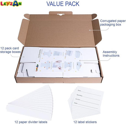 Trading Card Storage Boxes, 12 Pack 600 Count Cardboard Card Organizer for MTG, TCG & Sports Cards, Fits Sleeved Cards, Bulk Card Storage for Trading Card Collections