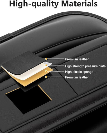 Universal Fit Car Gap Filler, Premium Leather Front Seat Gap Filler Organizer Center Console Seat Side Essentials Organizer with Card Slots, Easy Access to Phone, Sunglasses, Key for Car, SUV Truck