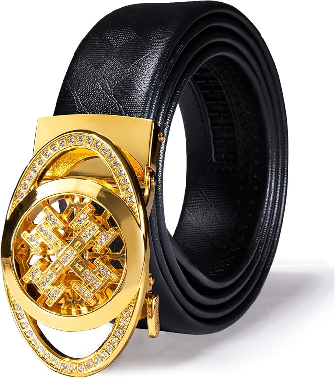Dubulle Designer Mens Belts, Sliding Automatic Buckle Ratchet Dress Belt TOP Genuine Leather Strap Gifts