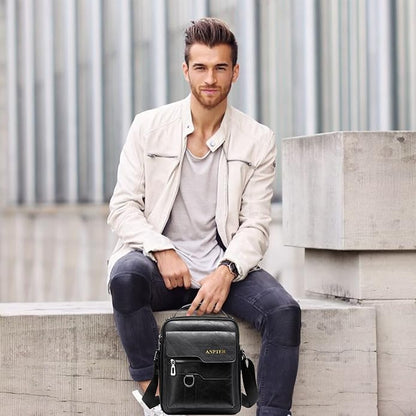 Messenger Bag for Men Crossbody Shoulder Purse Small Vintage PU Leather Satchel Pouch Side Crossover Handbag