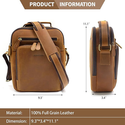 Jack&Chris Leather Messenger Bag for Men, Man Purse Crossbody Bags for Work Business
