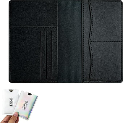Handmade Travel Wallet for Men & Women - Dual Passport Holder, Ultra-Slim Leather Document Organizer (Black/Pink) (Black)