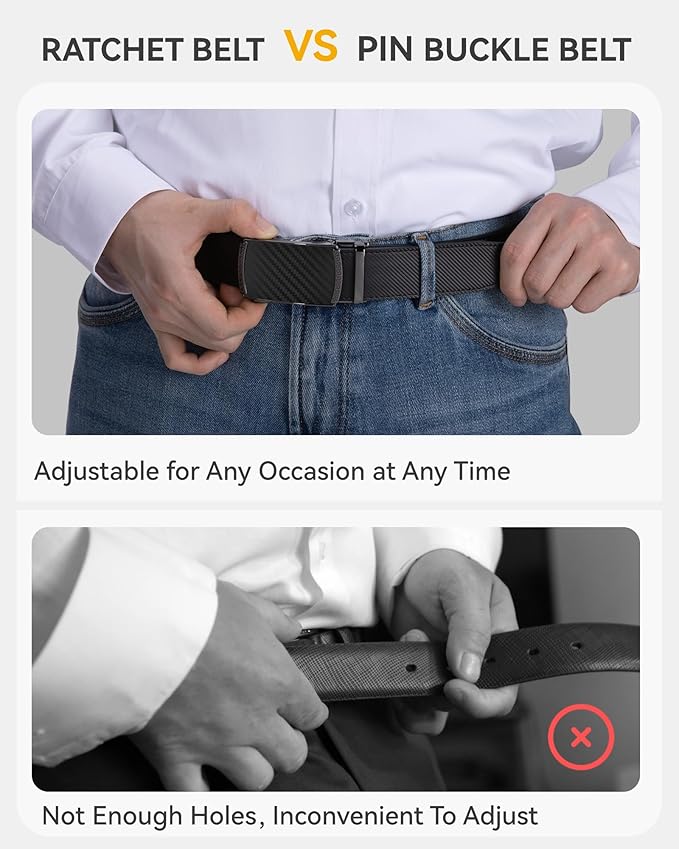 CHAOREN Mens Dress Belt Leather 2 Pack - Mens Ratchet Belt for Dress Shirt and Pants Every Occasion (32mm)