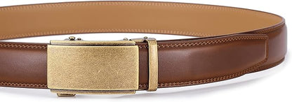 Lingli Men's Belt,Ratchet Dress Belt with Automatic Buckle Brown/Black-Trim to Fit-35mm wide