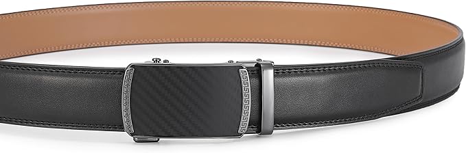 Lingli Men's Belt,Ratchet Dress Belt with Automatic Buckle Brown/Black-Trim to Fit-35mm wide