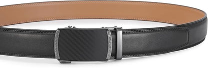 Lingli Men's Belt,Ratchet Dress Belt with Automatic Buckle Brown/Black-Trim to Fit-35mm wide