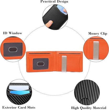 Slim Wallet for Men Bifold RFID Blocking Front Pockets Wallet Credit Card Holder Minimalist Leather Money Clip Mens Wallet with 12 card Slots