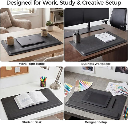 Magnetic Desk Mat System with Wrist Support 80×40cm, Premium Leather Desk Pad with Magnetic Accessories, Waterproof Non-Slip Desk Organizer for Office & Gaming