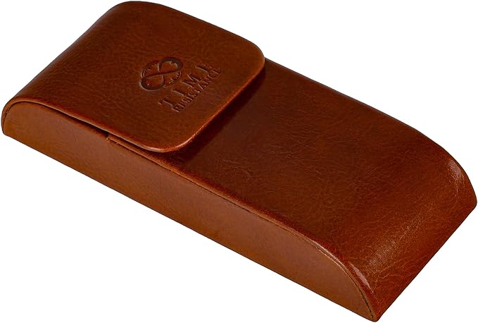 Time Resistance Leather Glasses Case - Hard Shell Leather Glasses Case - Made in Italy