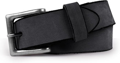 NPET Mens Leather Belt Full Grain Vintage Distressed Style Snap on Strap 1 1/2" Wide with Buckle