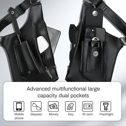 FANNING511 Double Shoulder Armpit Bag for Men Vest Bag Multi Pocket Underarm Pouch for Travel Outdoor Running cycling