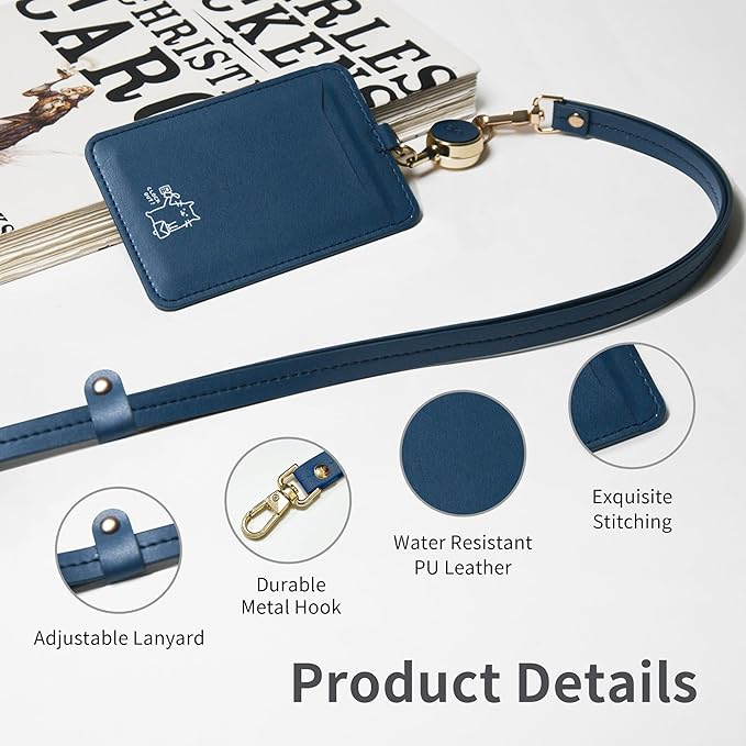 EKAX ID Badge Holder with Adjustable Lanyard & Retractable Badge Reel Clip, Double-Sided Card Holder for Office, Bus Pass, Student, Nurse, Police, Teacher-Work Kitten
