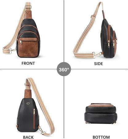 BOSTANTEN Small Sling Bag for Women Leather Crossbody Bags Fanny Pack Chest Bag for Travel