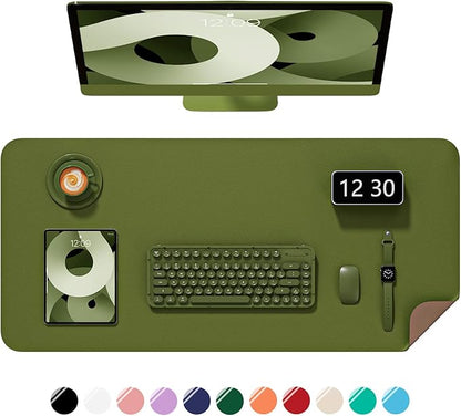 Desk Pad, 30" x 14" PU Leather Non-Slip Desk Mat Large Mouse Pad for Desktop, Waterproof Laptop Computer Writing Mat for Office, Home, Work, Gaming, Grass Green