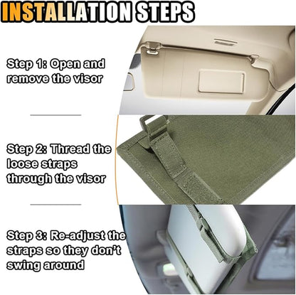 Molle Visor Panel Organizer, Sun Visor Tactical Storage Holder Pouch for Car SUV Truck, Nylon Sunshade Pocket With Velcro Strap for Pen Card Sunglass, Visor Accessories