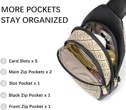 BOSTANTEN Small Sling Bag for Women Leather Crossbody Bags Fanny Pack Chest Bag for Travel