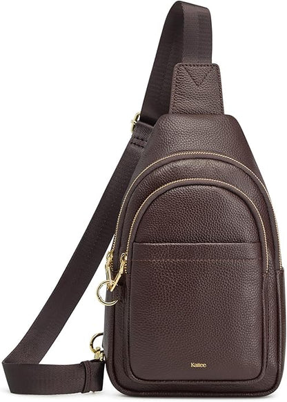 Kattee Sling Bag for Women, Leather Fanny Packs Crossbody Purse, Small Chest Bag for Travel with RFID Blocking