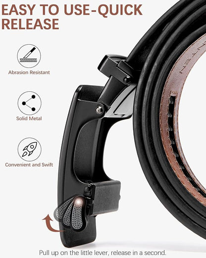 BOSTANTEN Mens Belt Leather Ratchet Belt For Men Dress and Casual with Adjustable Buckle, Trim to Fit