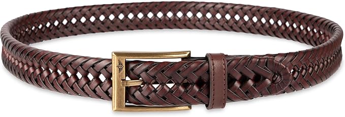 DOCKERS Men's Braided Leather Belt, Fully Adjustable Casual Strap for Everyday Wear