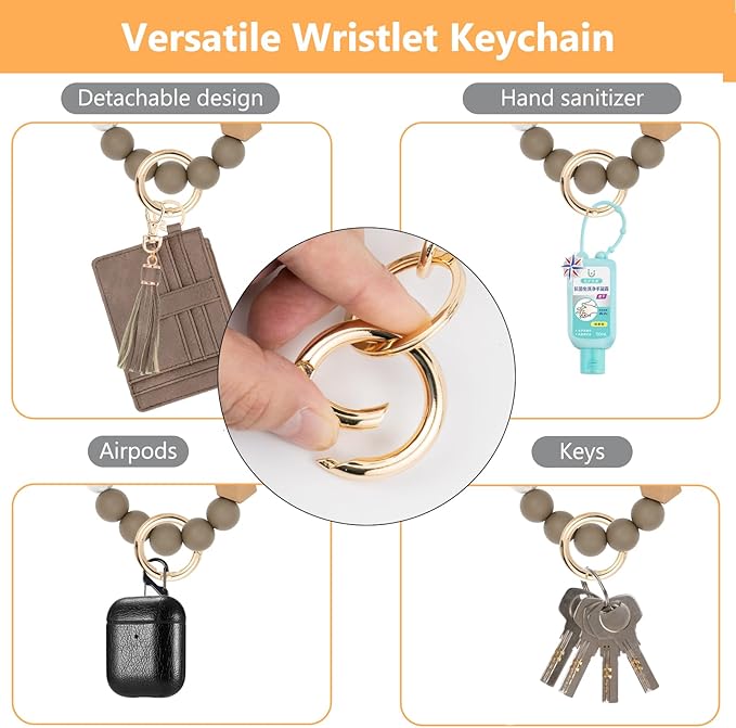 KNGITRYI Wallet Keychain Wristlet for Women,Slim RFID Credit Card Holder Purse Tassel Keychain Bangle Key Ring for Men Women