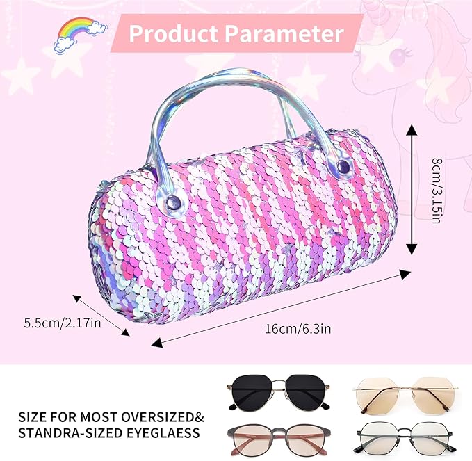 PERFECTSIGHT Hard Shell Eyeglasses Case, PU Leather Protective Glasses Case, Cute Eyeglass Case for Women Men Girls