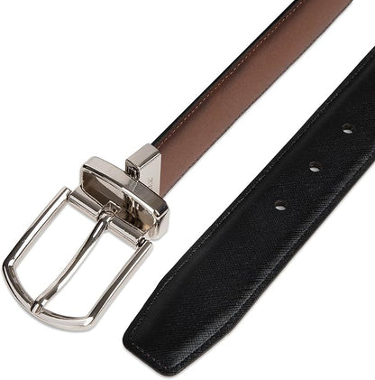 Haggar Men's 2-in-1 Reversible Leather Belt for Dress Pants, Suits, Khakis - Classic, Business Casual, Formal, Work