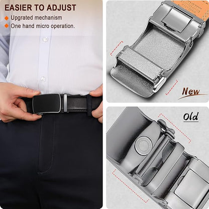BULLIANT Men Belts 2 Pack,Ratchet Sliding Belt Adjustable For Gift Mens Dress Casual 1 3/8",Cut for Fit