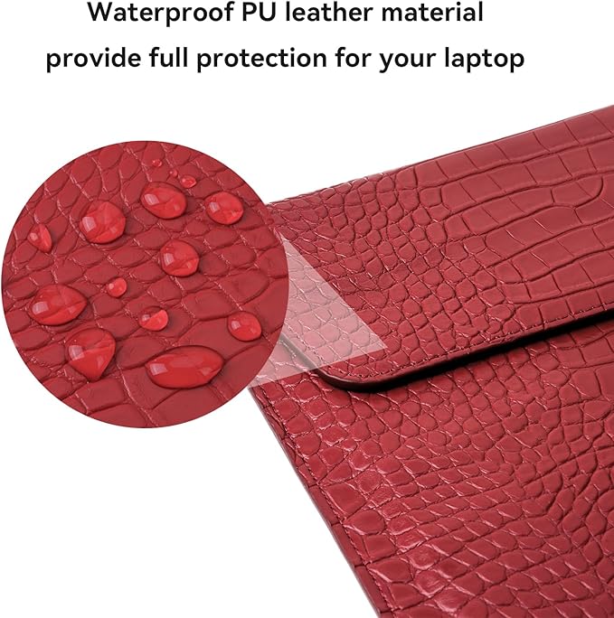 MOSISO Laptop Case 13 inch, 13 inch Laptop Sleeve Compatible with MacBook Neo 13 A18 Pro A3404 Air M4 M3 M2 M1 2026-2018 / Pro M2 M1 2026-2016, Crocodile Grain PU Leather Flap Case Bag, Red