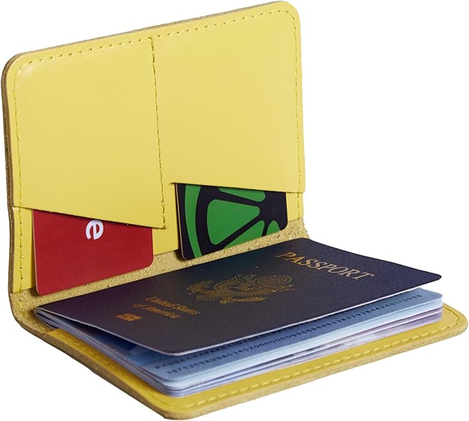 INCARNE US Leather Passport Holder for Travel - Passport Case - Passport Wallet for Men - Passport Cover for Women Sleeve Protector - Travel Essentials Vacation Luggage Travel Gifts - Classic Yellow