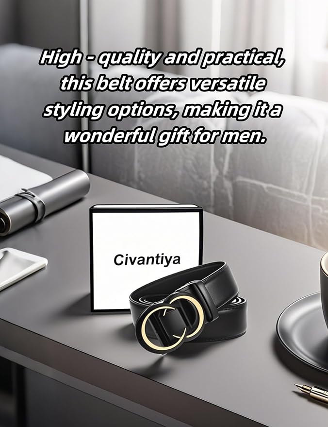 Men's Ratchet Belt Leather Belt Adjustable for Men Gift 1 3/8-Cut for Perfect Fit
