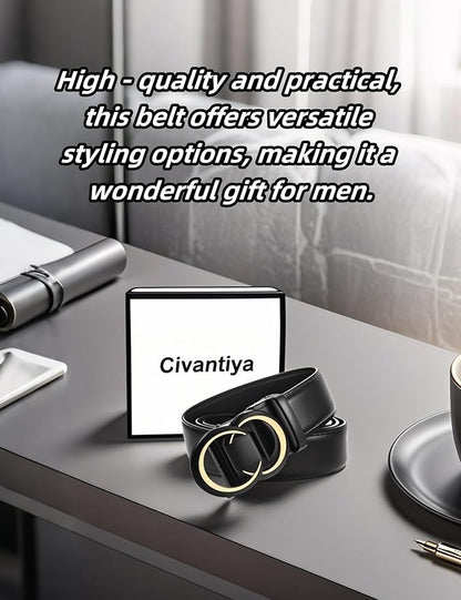 Men's Ratchet Belt Leather Belt Adjustable for Men Gift 1 3/8-Cut for Perfect Fit