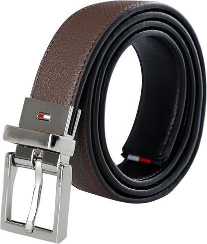 Tommy Hilfiger Men's Reversible Leather Belt, 2‑in‑1 Design for Dress Or Casual Wear