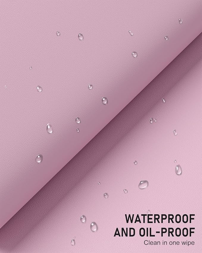 Desk Pad, 23.6" x 13.8" PU Leather Non-Slip Desk Mat Large Mouse Pad for Desktop, Waterproof Laptop Computer Writing Mat for Office, Home, Work, Gaming, Pink