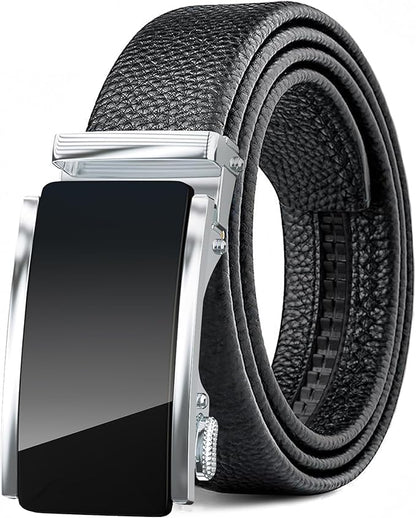 Men's Belt,Leather Ratchet Dress Belts with Sliding Adjustable Belts Dress Casual Jeans Comfort Trim to Fit