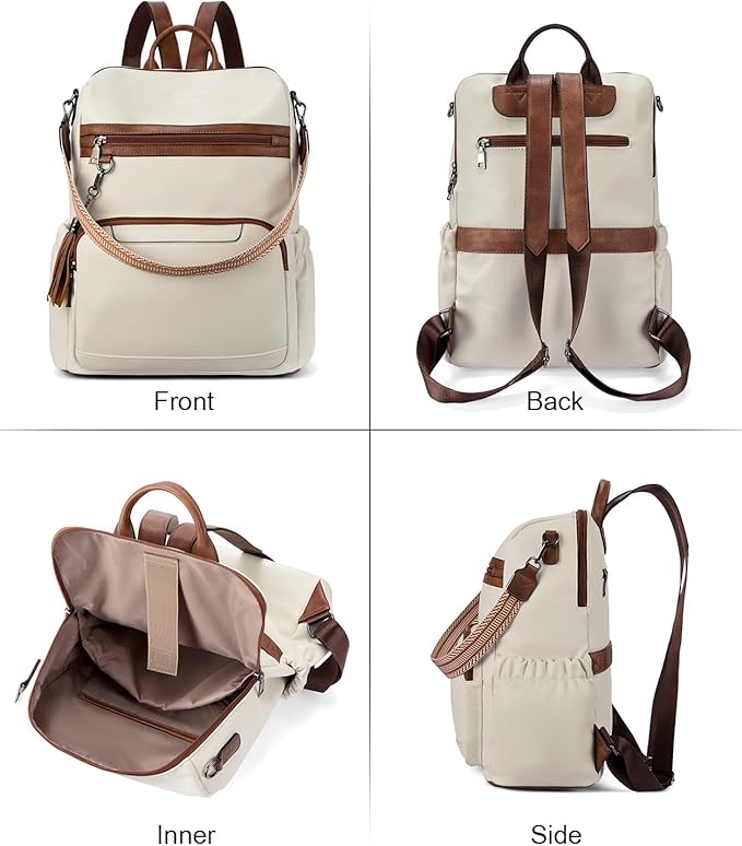 BOSTANTEN PU Leather Laptop Backpack for Women Designer Travel Backpack with Laptop Compartment Ladies Computer Shoulder Bags