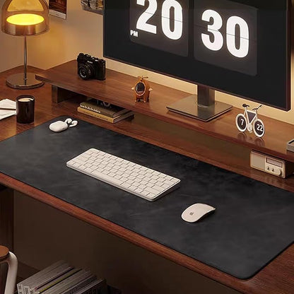 Distressed Leather Desk Mat - Non-Slip PU Leather Desk Pad Protector - Large Waterproof Mouse Pad Computer Keyboard Desk Mat Desk Accessories for Office & Home (Black, 31.5"x 15.7")