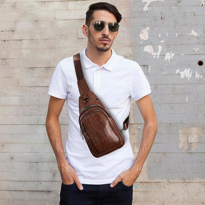 Seoky Rop Sling Backpack for Men Sling Bag Crossbody Shoulder Bags Travel Bag Purse with Water Resistant Dark Brown