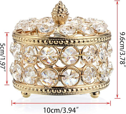 Hipiwe Crystal Mirrored Jewelry Box Jewelry Trinket Organizer Box Home Decor Ring Earrings Necklace Storage Holder Keepsake Box