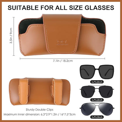 Car Sunglasses Holder for Car Visor Vegan Leather Auto Eyeglass Case with Clip Automotive Interior Visor Accessories