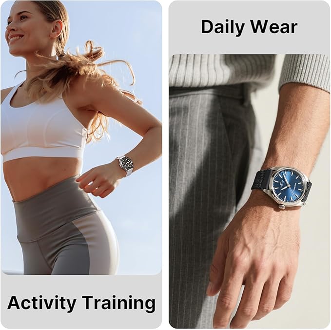 Fullmosa Magnetic Braided Watch Bands - 18mm 20mm 22mm Quick Release Watch Strap, Stretchy Nylon Solo Loop Compatible with Garmin Samsung Galaxy Amazfit for Men Women(18mm, Starlight+Black)