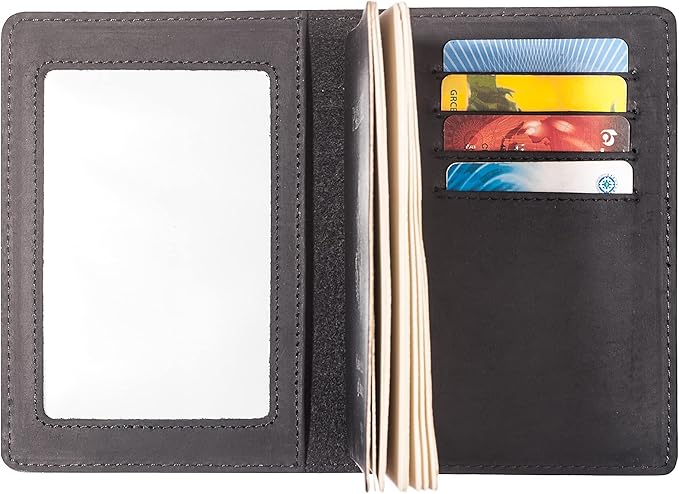 Genuine Leather Passport and Vaccine Card Holder Combo, RFID Blocking, Black, Unisex