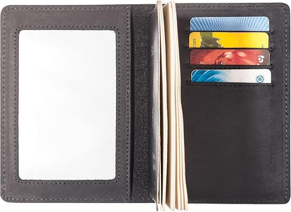 Genuine Leather Passport and Vaccine Card Holder Combo, RFID Blocking, Black, Unisex