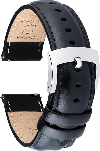 OTTOODY Leather Watch Bands Quick Release, Elegant Top Grain Leather Watch Straps for Men & Women, Choice of Color & Width - 18mm, 19mm, 20mm, 21mm or 22mm Wristbands Bracelet for Watch & Smartwatch