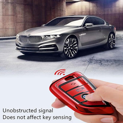 Creativity Suitable for BMW key fob Cover. Advanced soft TPU key box is compatible with F30 F45 F55 G20 G30 X1 X3 X4 X5 X6 X7 3 5 6 7 8 M5 M6 GT series smart key (Type B Red single Key Case)