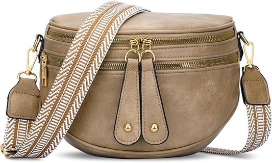 KKXIU Crossbody Sling Bag for Women Trendy Fanny Pack Vegan Leather Chest Bag | Trendy