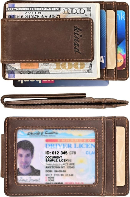 kinzd Money Clip, Front Pocket Wallet, Leather RFID Blocking Strong Magnet thin Wallet | RFID Blocking, Strong Magnet, thin